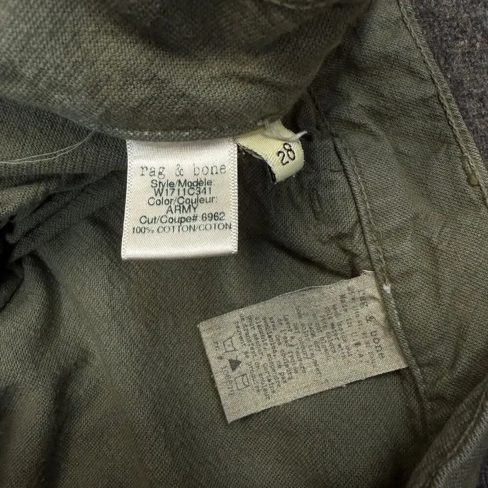 Rag & Bone 31/28 men’s green army biker chino 100% cotton pants